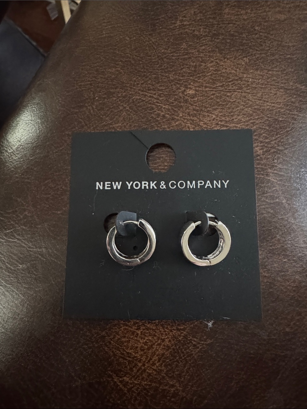 New York & Company Shiny Silver Small Hoop Studs